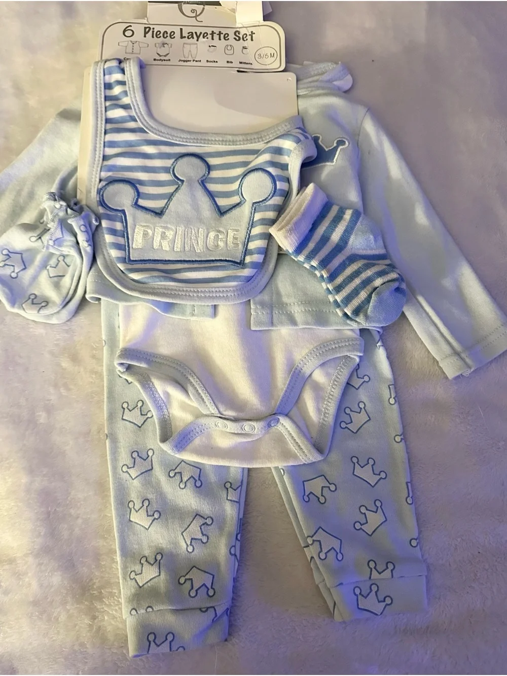 Baby Prince 6-Piece Matching Layette Set - Light Blue
